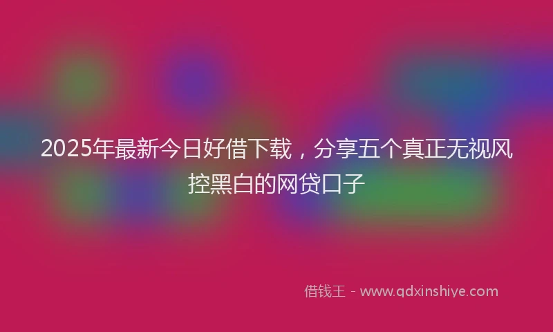 2025年最新今日好借下载，分享五个真正无视风控黑白的网贷口子