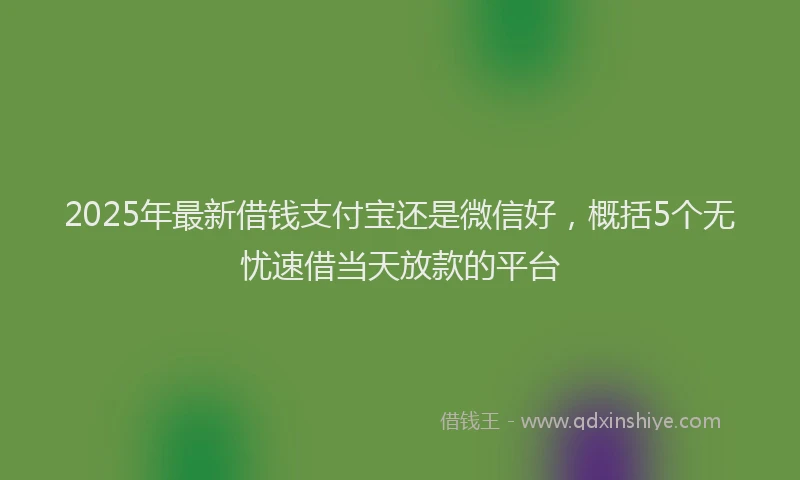 2025年最新借钱支付宝还是微信好，概括5个无忧速借当天放款的平台