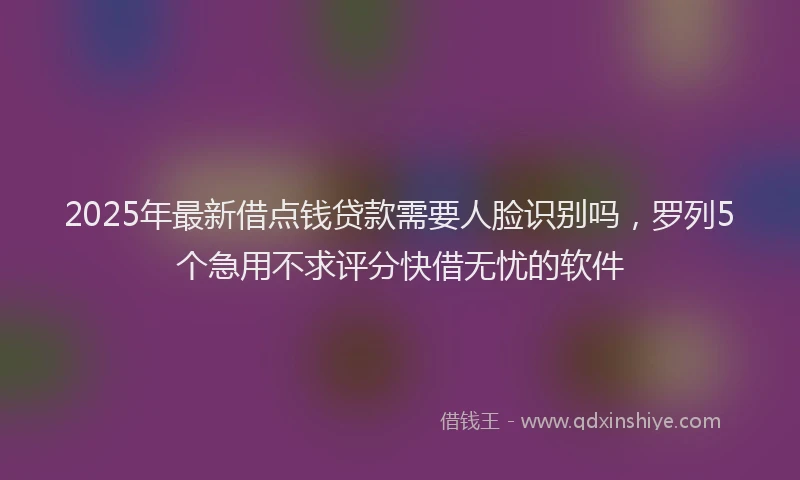 2025年最新借点钱贷款需要人脸识别吗，罗列5个急用不求评分快借无忧的软件