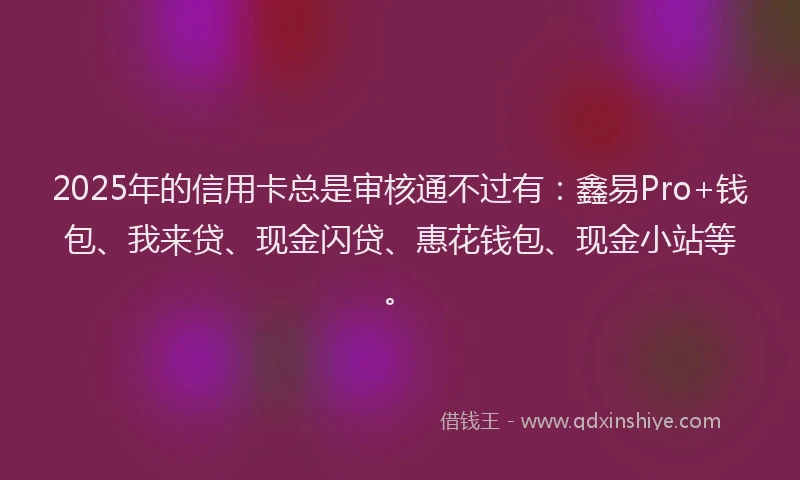 2025年的信用卡总是审核通不过有：鑫易Pro+钱包、我来贷、现金闪贷、惠花钱包、现金小站等。
