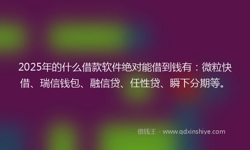 2025年的什么借款软件绝对能借到钱有：微粒快借、瑞信钱包、融信贷、任性贷、瞬下分期等。