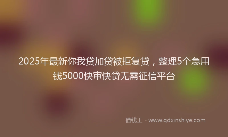 2025年最新你我贷加贷被拒复贷，整理5个急用钱5000快审快贷无需征信平台