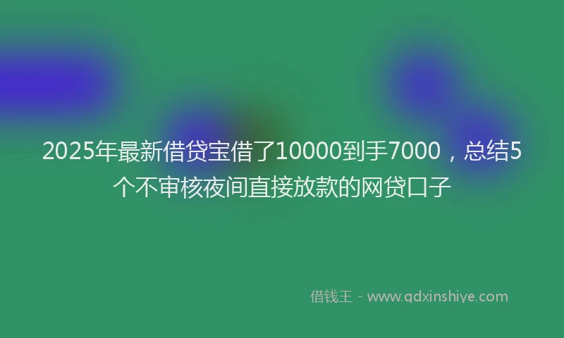 2025年最新借贷宝借了10000到手7000，总结5个不审核夜间直接放款的网贷口子