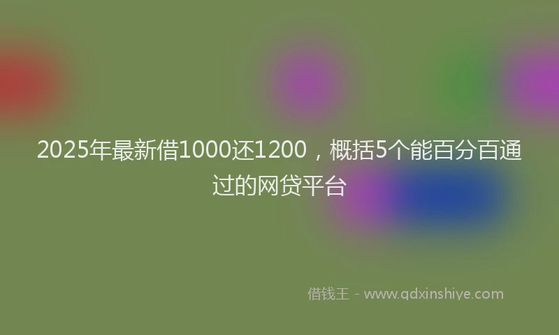 2025年最新借1000还1200，概括5个能百分百通过的网贷平台