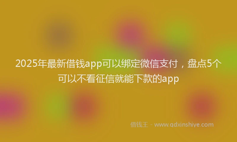 2025年最新借钱app可以绑定微信支付，盘点5个可以不看征信就能下款的app