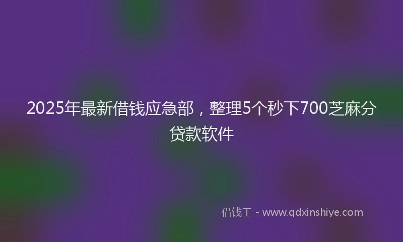 2025年最新借钱应急部，整理5个秒下700芝麻分贷款软件