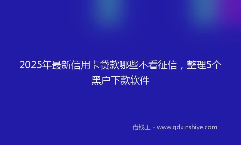 2025年最新信用卡贷款哪些不看征信，整理5个黑户下款软件