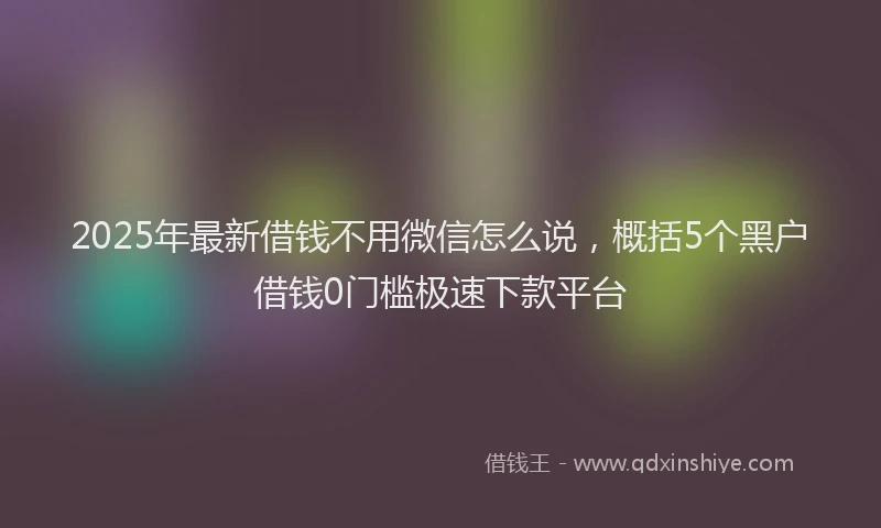 2025年最新借钱不用微信怎么说，概括5个黑户借钱0门槛极速下款平台