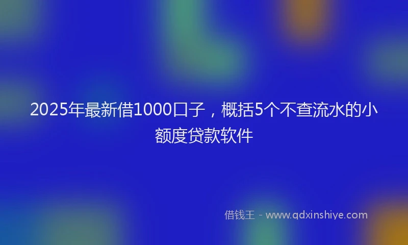 2025年最新借1000口子，概括5个不查流水的小额度贷款软件