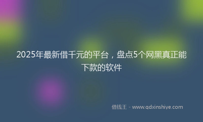 2025年最新借千元的平台，盘点5个网黑真正能下款的软件