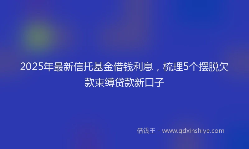 2025年最新信托基金借钱利息，梳理5个摆脱欠款束缚贷款新口子