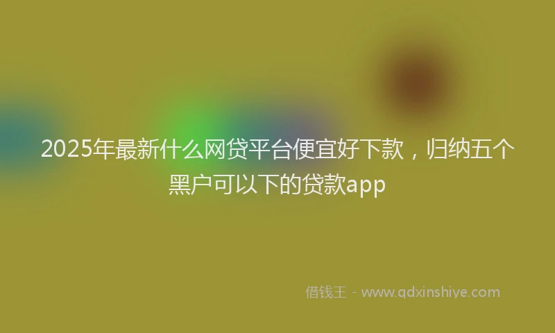 2025年最新什么网贷平台便宜好下款，归纳五个黑户可以下的贷款app
