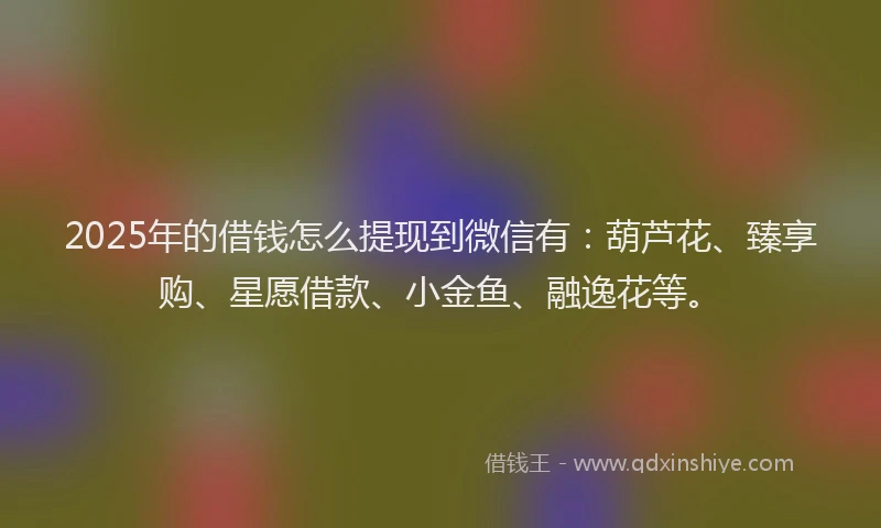 2025年的借钱怎么提现到微信有：葫芦花、臻享购、星愿借款、小金鱼、融逸花等。