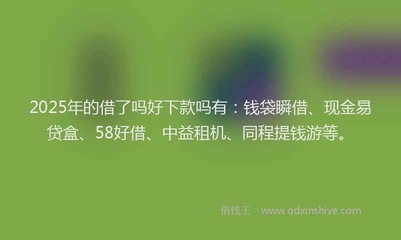 2025年的借了吗好下款吗有：钱袋瞬借、现金易贷盒、58好借、中益租机、同程提钱游等。