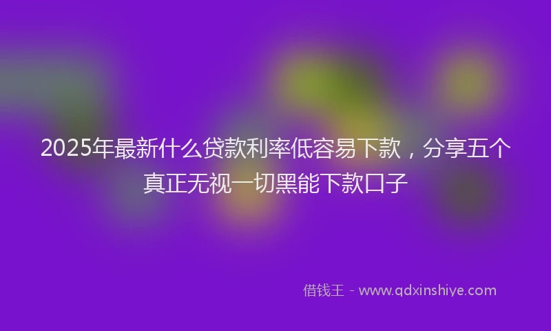 2025年最新什么贷款利率低容易下款，分享五个真正无视一切黑能下款口子