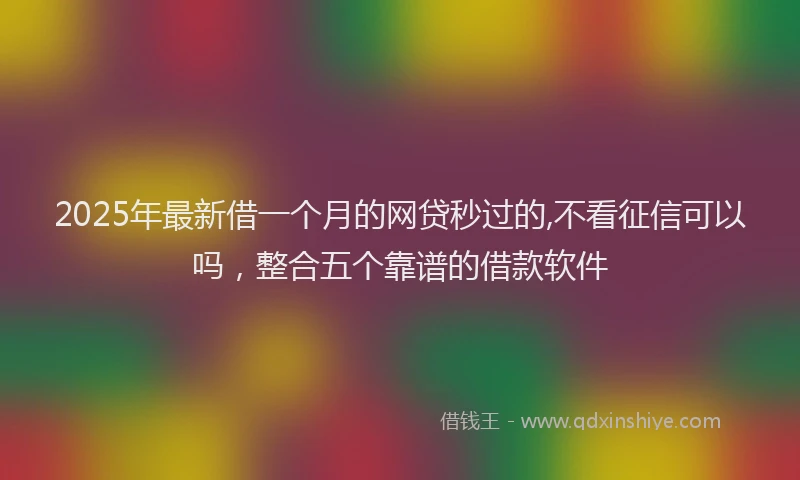 2025年最新借一个月的网贷秒过的,不看征信可以吗，整合五个靠谱的借款软件