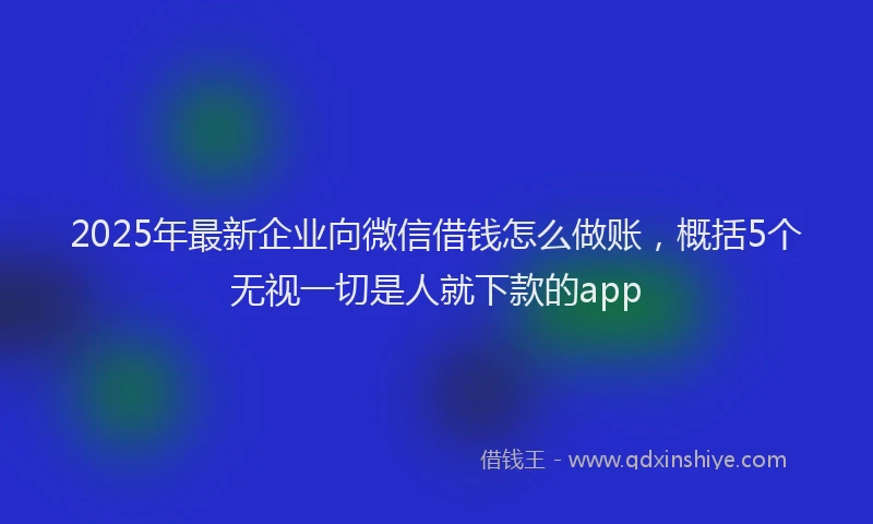 2025年最新企业向微信借钱怎么做账，概括5个无视一切是人就下款的app