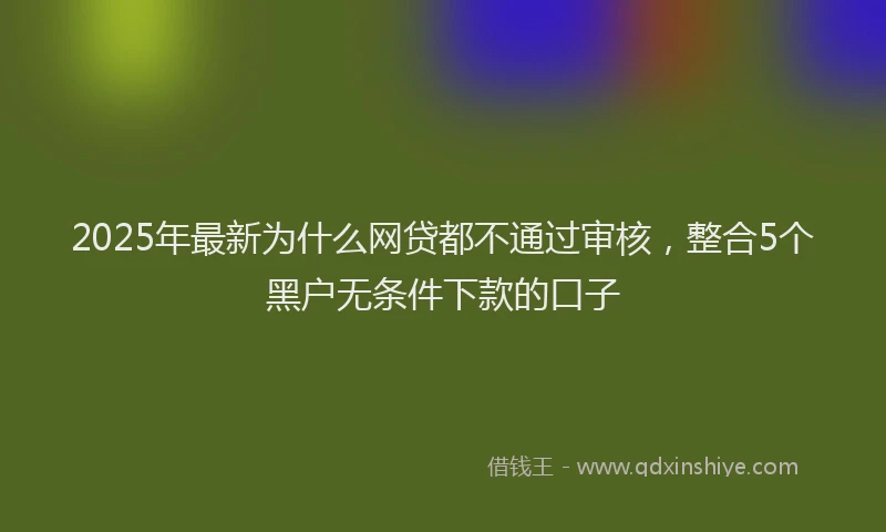 2025年最新为什么网贷都不通过审核，整合5个黑户无条件下款的口子