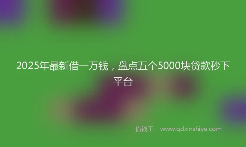 2025年最新借一万钱，盘点五个5000块贷款秒下平台