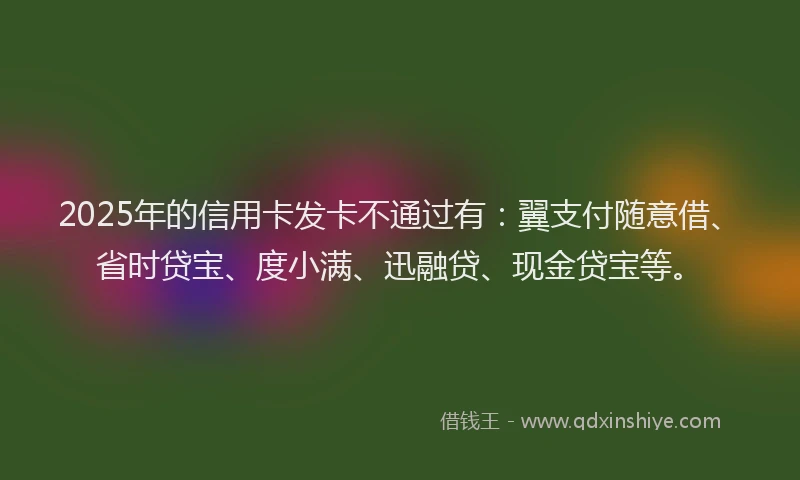 2025年的信用卡发卡不通过有：翼支付随意借、省时贷宝、度小满、迅融贷、现金贷宝等。