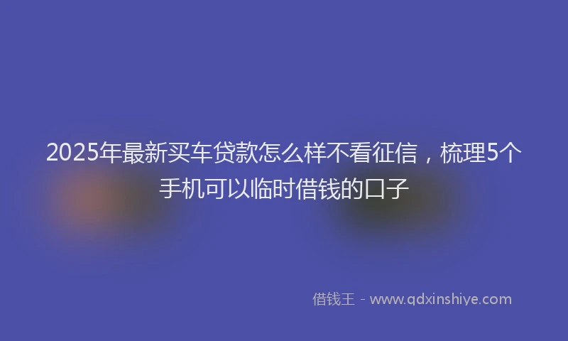 2025年最新买车贷款怎么样不看征信，梳理5个手机可以临时借钱的口子