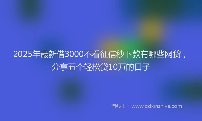 2025年最新借3000不看征信秒下款有哪些网贷，分享五个轻松贷10万的口子