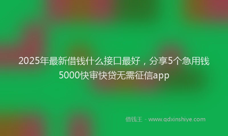 2025年最新借钱什么接口最好，分享5个急用钱5000快审快贷无需征信app