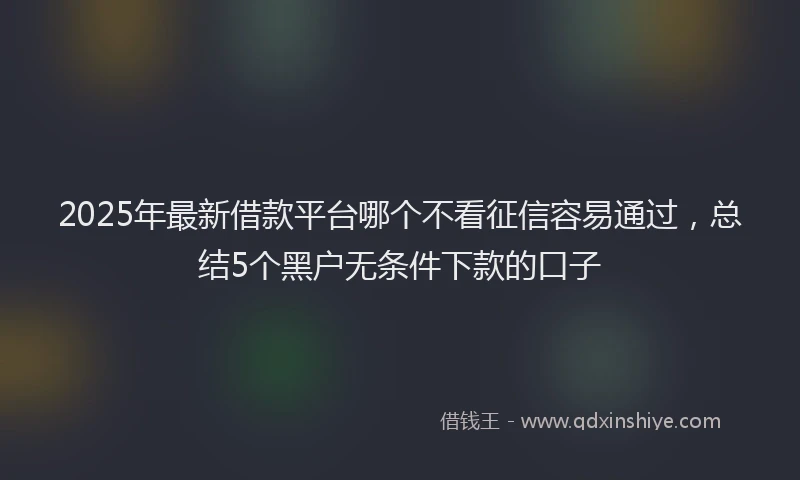 2025年最新借款平台哪个不看征信容易通过，总结5个黑户无条件下款的口子