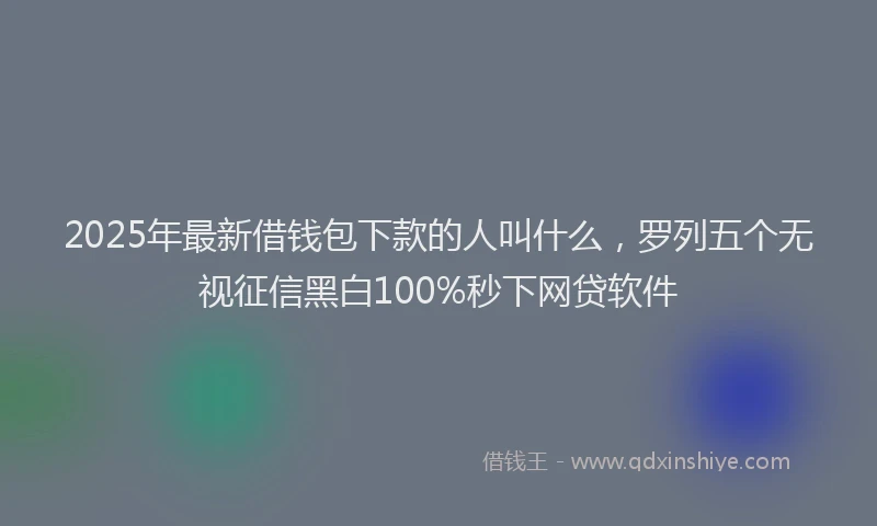 2025年最新借钱包下款的人叫什么，罗列五个无视征信黑白100%秒下网贷软件