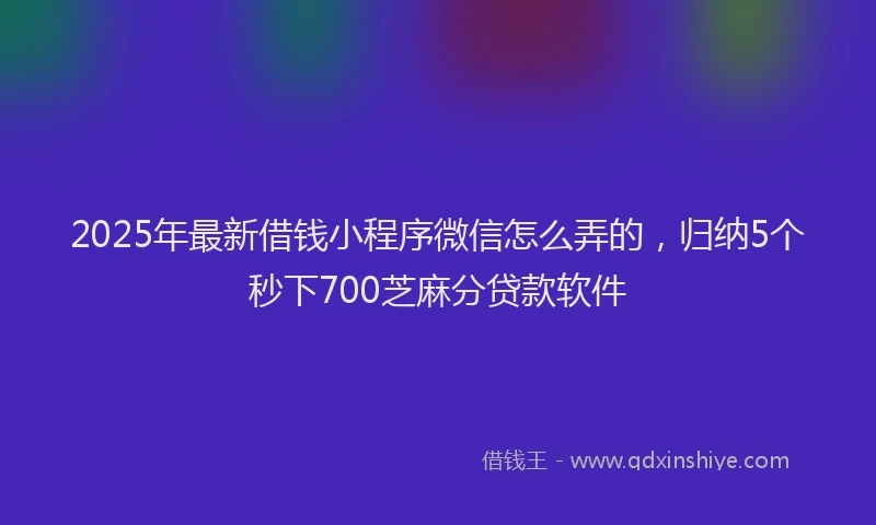 2025年最新借钱小程序微信怎么弄的，归纳5个秒下700芝麻分贷款软件