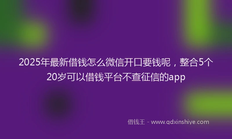 2025年最新借钱怎么微信开口要钱呢，整合5个20岁可以借钱平台不查征信的app