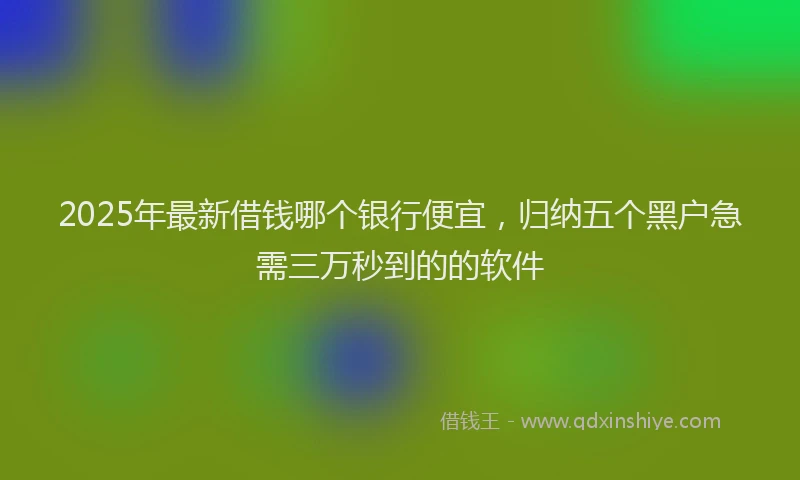 2025年最新借钱哪个银行便宜，归纳五个黑户急需三万秒到的的软件
