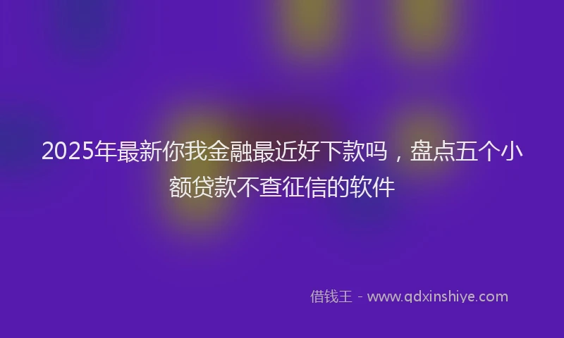 2025年最新你我金融最近好下款吗，盘点五个小额贷款不查征信的软件