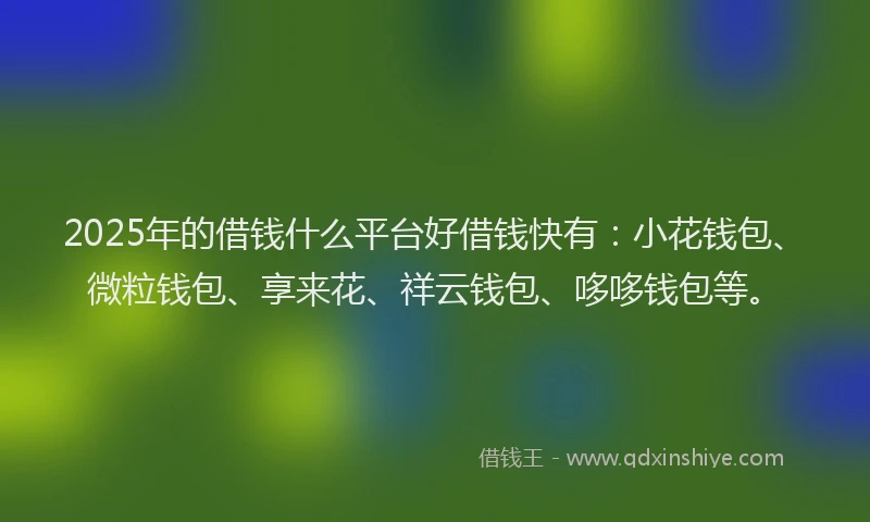 2025年的借钱什么平台好借钱快有：小花钱包、微粒钱包、享来花、祥云钱包、哆哆钱包等。