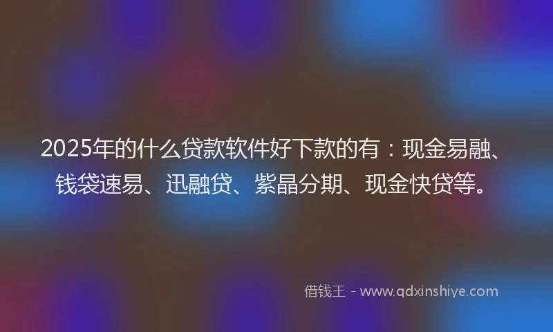 2025年的什么贷款软件好下款的有：现金易融、钱袋速易、迅融贷、紫晶分期、现金快贷等。
