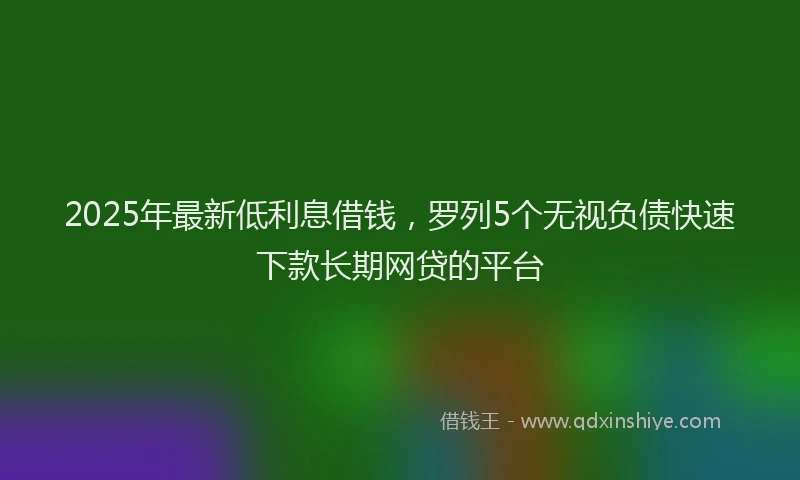 2025年最新低利息借钱，罗列5个无视负债快速下款长期网贷的平台