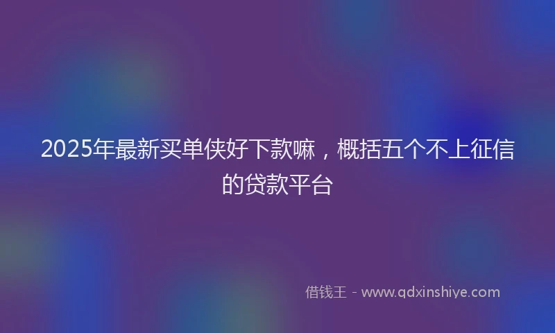2025年最新买单侠好下款嘛，概括五个不上征信的贷款平台