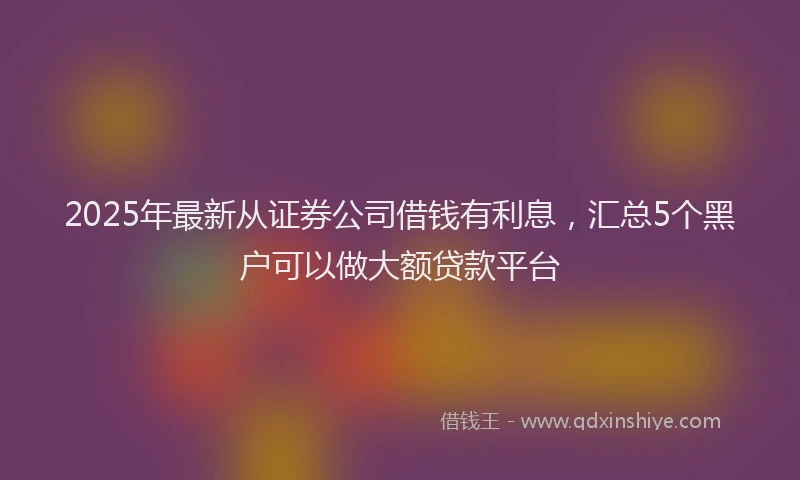 2025年最新从证券公司借钱有利息，汇总5个黑户可以做大额贷款平台