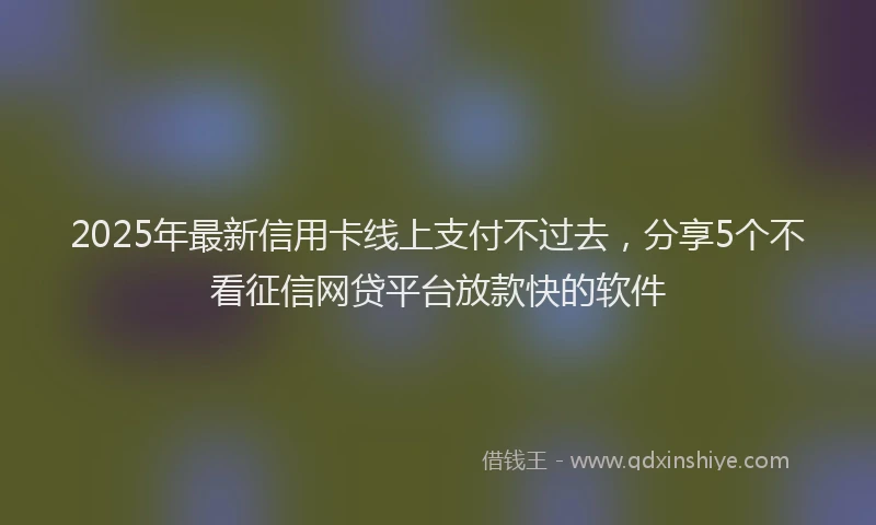 2025年最新信用卡线上支付不过去，分享5个不看征信网贷平台放款快的软件