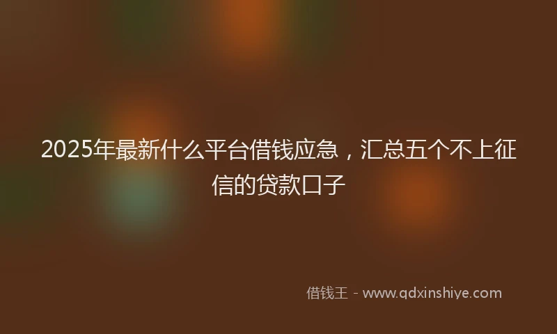 2025年最新什么平台借钱应急，汇总五个不上征信的贷款口子