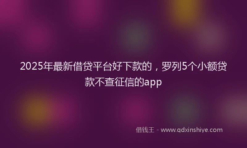 2025年最新借贷平台好下款的，罗列5个小额贷款不查征信的app