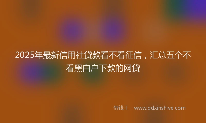 2025年最新信用社贷款看不看征信，汇总五个不看黑白户下款的网贷