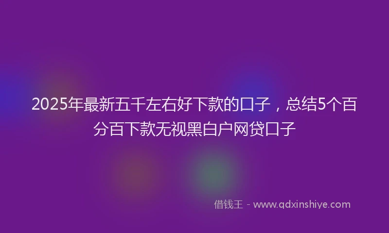 2025年最新五千左右好下款的口子，总结5个百分百下款无视黑白户网贷口子