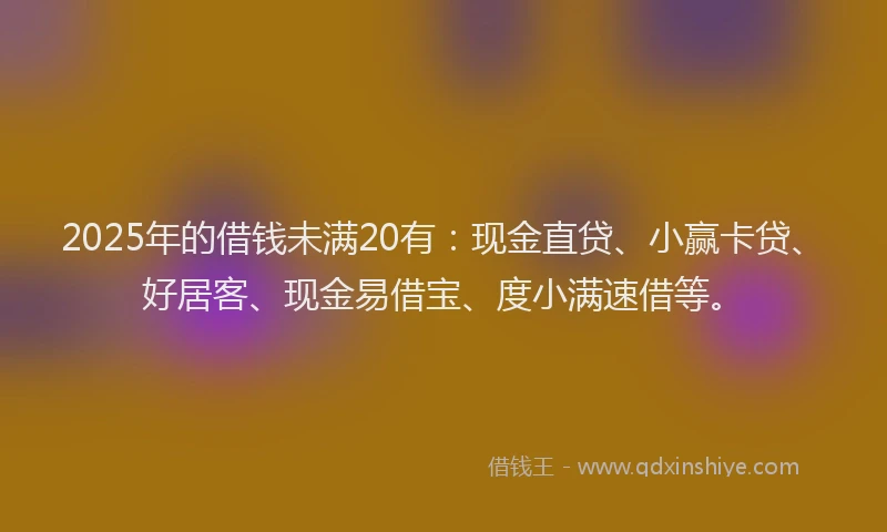 2025年的借钱未满20有：现金直贷、小赢卡贷、好居客、现金易借宝、度小满速借等。