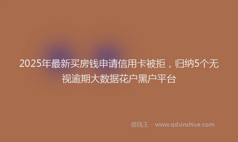 2025年最新买房钱申请信用卡被拒，归纳5个无视逾期大数据花户黑户平台