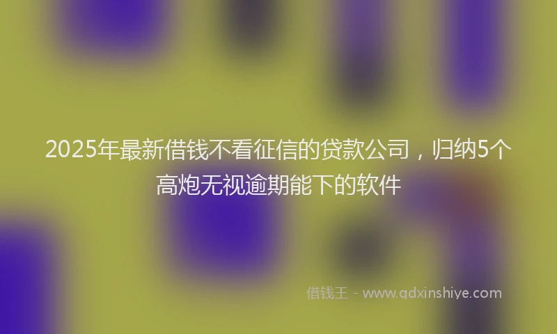 2025年最新借钱不看征信的贷款公司，归纳5个高炮无视逾期能下的软件