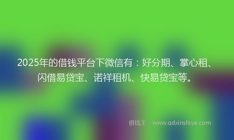 2025年的借钱平台下微信有：好分期、掌心租、闪借易贷宝、诺祥租机、快易贷宝等。