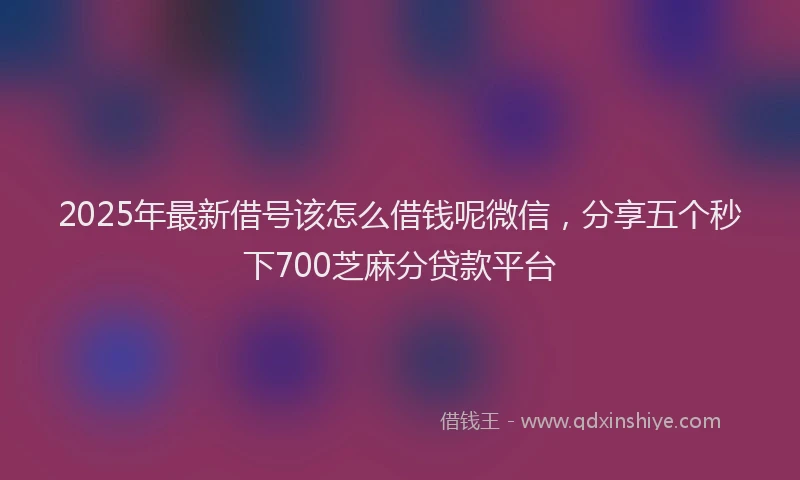 2025年最新借号该怎么借钱呢微信，分享五个秒下700芝麻分贷款平台