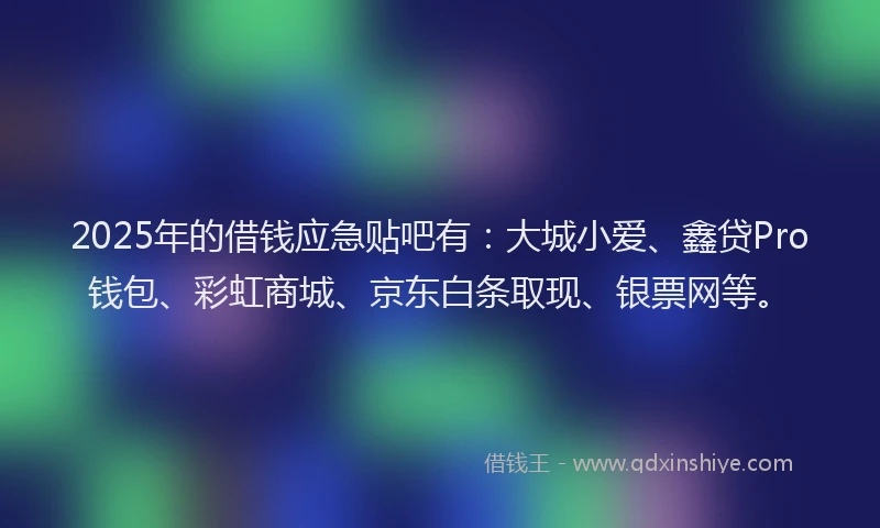 2025年的借钱应急贴吧有：大城小爱、鑫贷Pro钱包、彩虹商城、京东白条取现、银票网等。