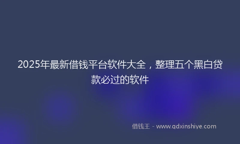 2025年最新借钱平台软件大全，整理五个黑白贷款必过的软件
